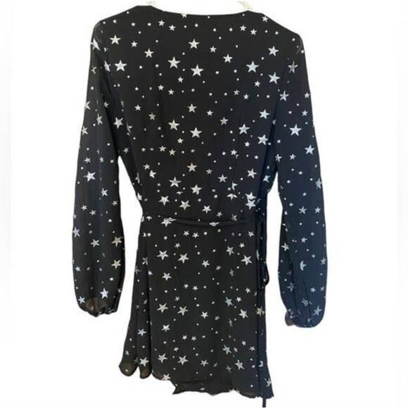 Nasty gal Enchanted Star Wrap black Mini Dress size 8 - Picture 6 of 8